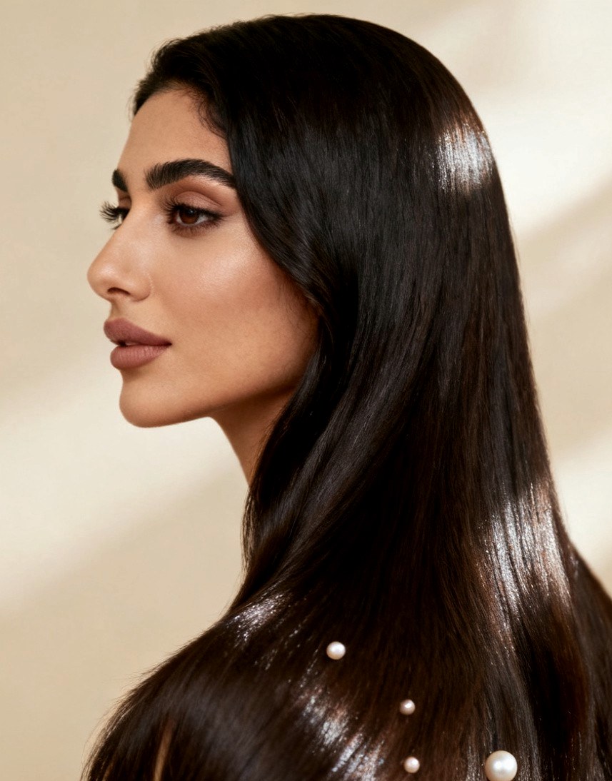 Glossy healthy hair editorial